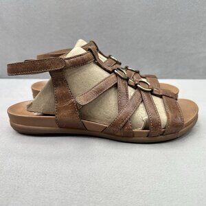 Womens 6.5-7 / EU 37 Dansko Jolene Gladiator Sandals Tan Glazed Leather Strappy